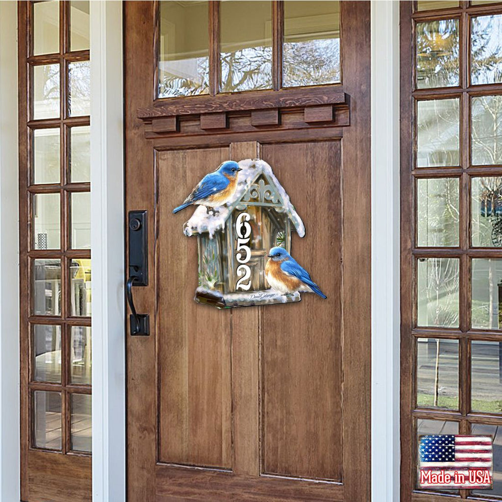 Birds Lover Wooden Personalized House Number Sign by D. Gelsinger - Easter Spring Decor - Handcrafted Wooden Address Sign - MA8461054-1-1533