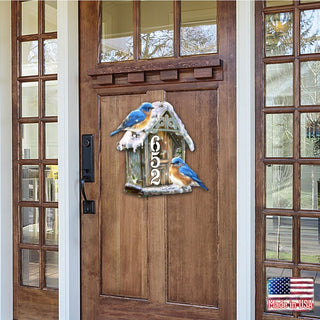 Birds Lover Wooden Personalized House Number Sign by D. Gelsinger - Easter Spring Decor - Handcrafted Wooden Address Sign - MA8461054-1-1533