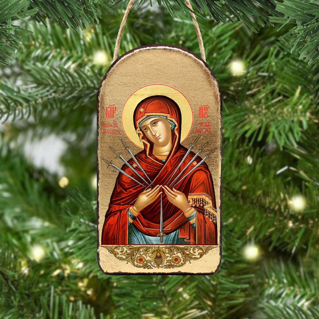 Virgin Mary of The Seven Swords Religious Christian Sacred Icon Ornament - Inspirational Icon Decor - 87037