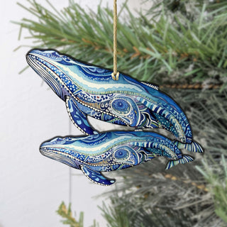 Alaskan Magic Humpback Wooden Ornaments by G.Debrekht - Wildlife Holiday Decor - 8710107-2