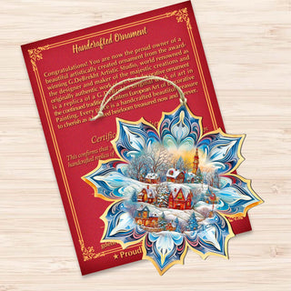 Winter Village Snowflake Wooden Ornaments by G. Debrekht - Christmas Decor - 8688418