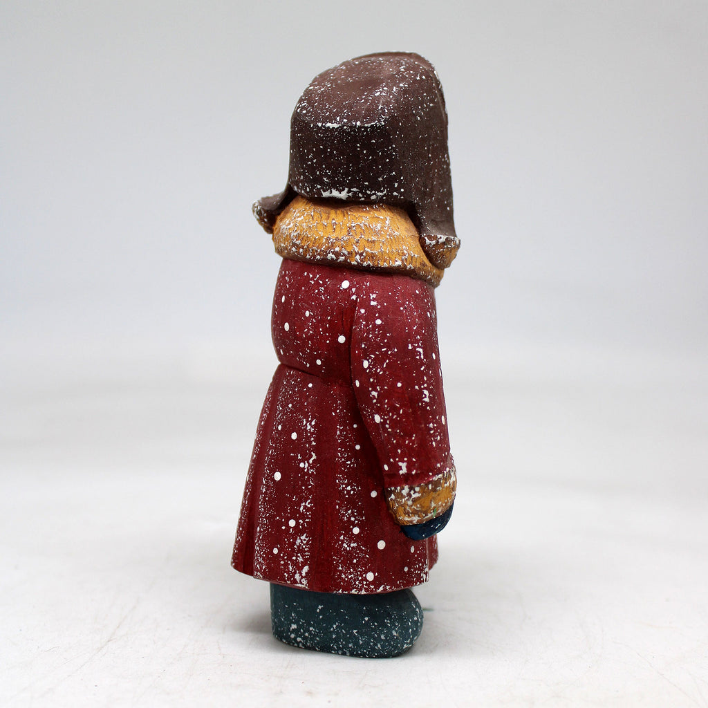 One-of-a-Kind Boy with Christmas Tree WOODCARVED Figurine 5x3x2 inches by G. Debrekht - Unique Handcrafted and Hand-Painted Collectible