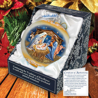 From Stable to Savior Lg Glass Ornament by G.Debrekht - Nativity Holiday Decor - 73956G