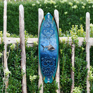 Shark Surfboard Coastal Outdoor Decor Large Ornament by G. DeBrekht - Coastal Holiday Decor - 8490104MS