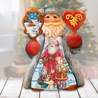 Mini Tale Santa with Pets Christmas Figurine by G. DeBrekht - Christmas Santa Snowman Decor - 561642