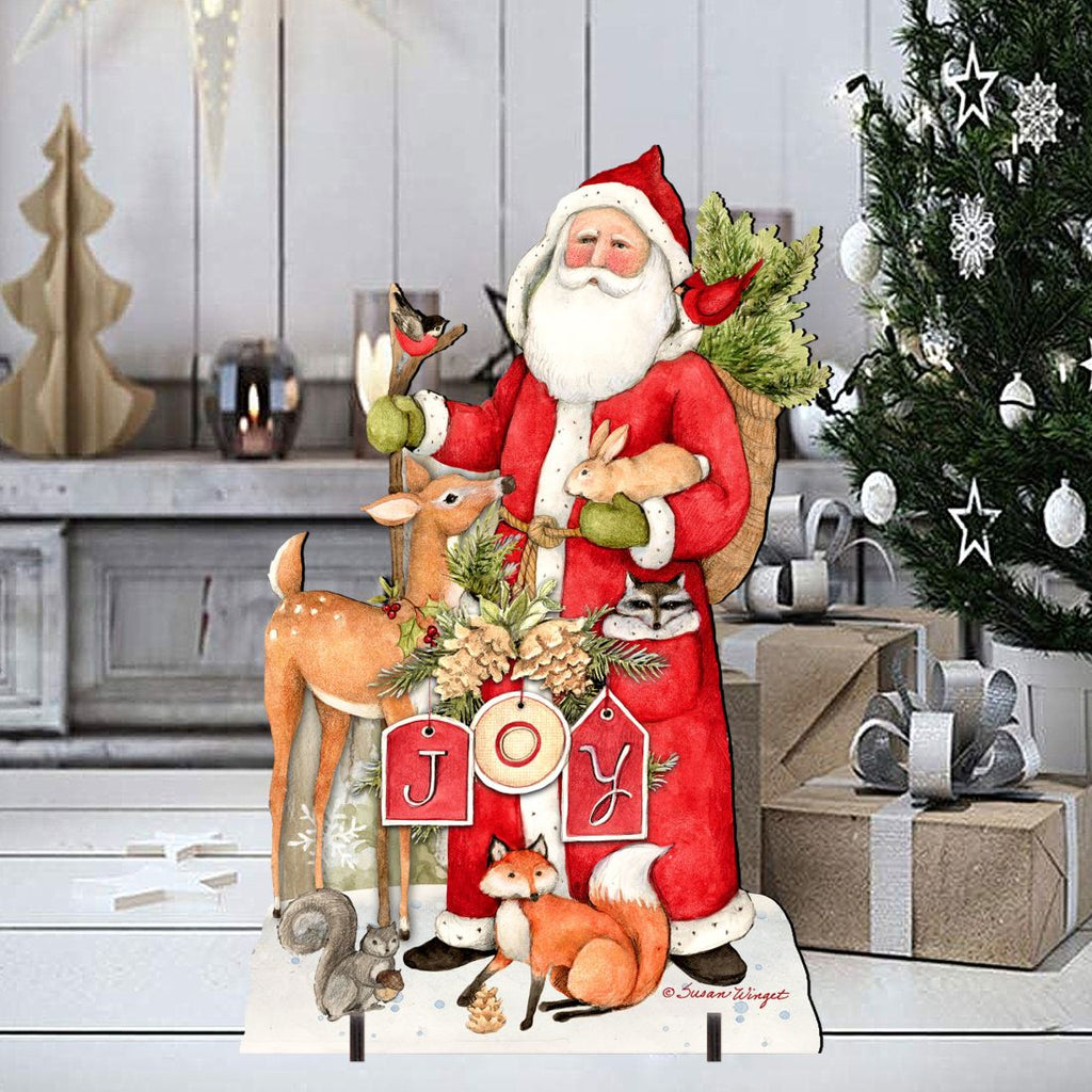 Woodland Frosty Santa Outdoor Christmas Scene by Susan Winget - Christmas Santa Snowman Decor - 8471105F-SW