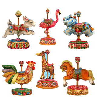 a group of colorful figurines sitting on top of each other