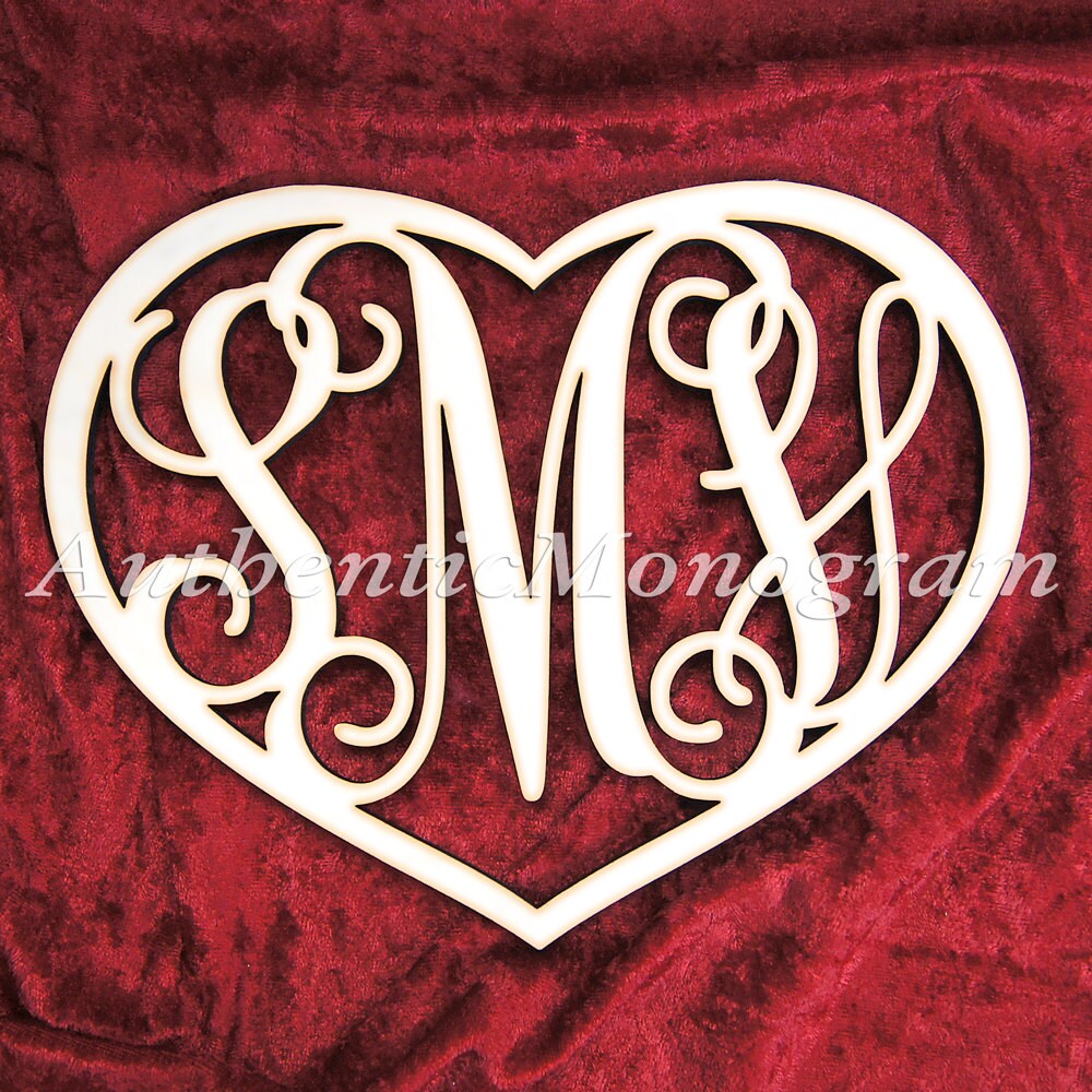 Personalized gift - Personalized Wooden Monogram Heart - Valentines Heart 1104*