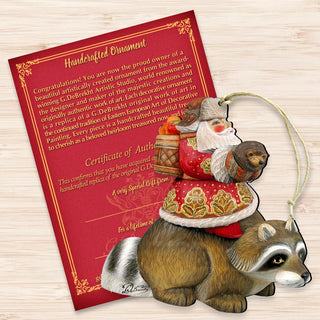 Racoon Santa Wooden Ornaments by G. DeBrekht - Christmas Santa Snowman Decor - 8121636