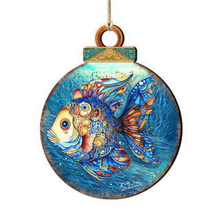 Coastal Decorations - Blue Fish Wooden Ornaments by G.Debrekht Coastal Holiday Decor - 8688181