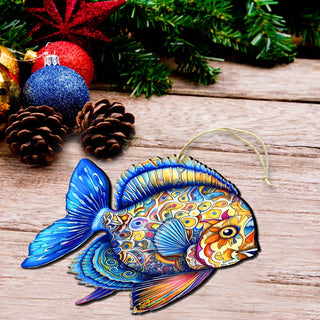 Nautical Christmas Ornaments - Oceanic Opal Fish Wooden Ornaments by G. Debrekht Coastal Holiday Decor - 8688302
