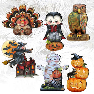 Happy Halloween Clip-On Eco Wood Decorative Ornaments Set of 6 by Jamie Mills-Price and G. Debrekht - Halloween Decor - 8090135C-S6