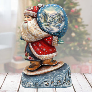 Winter Landscape Sack Santa Hand-Painted WOODCARVED Masterpiece by G. DeBrekht - Christmas Decor - 8204016 *** PRE-ORDER - Handmade Just for You! ***