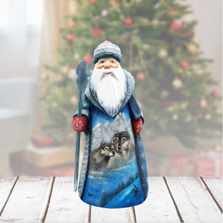 Adoration Santa and Nutcracker Hand-Painted WOODCARVED Figurine by G. DeBrekht - Wildlife Holiday Decor - 8214453
