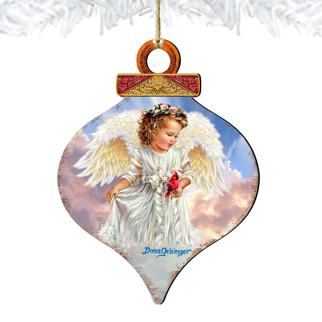 Angel with Cardinal Wooden Ornaments by Gelsinger - Nativity Holiday Decor - 8031154-DG