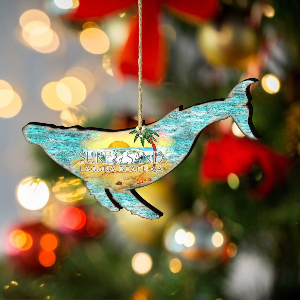 Rustic Humpback Whale Wooden Ornaments by G. DeBrekht - Coastal Holiday Decor - 8198516-2
