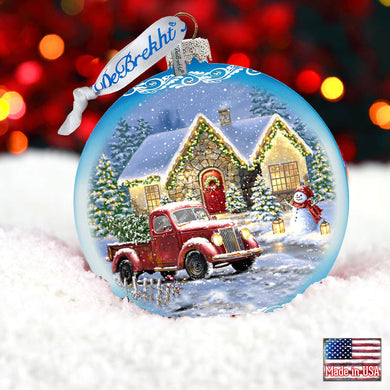 Christmas Cottage Glass Ornament Limited Edition by D. Gelsinger - Christmas Decor - 73899-1926