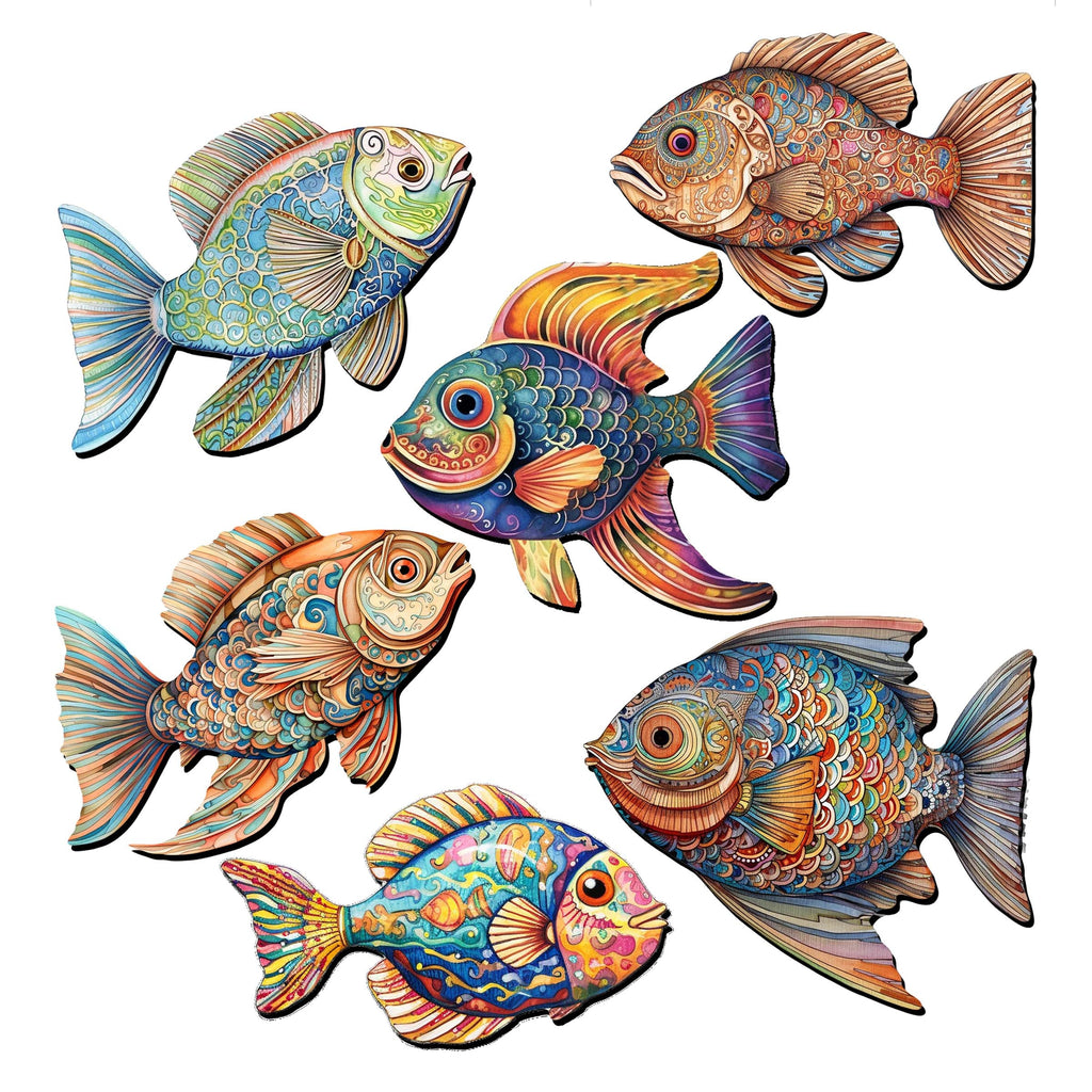 Coastal Fish Decorative Eco Wood Magnets Set of 6 by G. Debrekht - Coastal Decor - 8090034G-S6