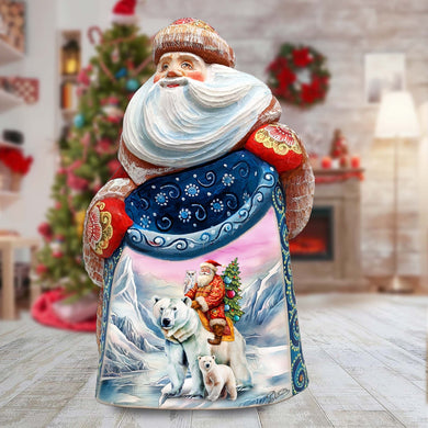 Polar Ride Santa Hand-Painted WOODCARVED Masterpiece Figurine by G. DeBrekht - Christmas Decor - 8203026 *** PRE-ORDER - Handmade Just for You! ***