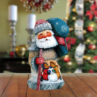 Playing Snowman Santa Hand-Painted WOODCARVED Masterpiece by G. DeBrekht - Christmas Decor - 8215093 *** PRE-ORDER - Handmade Just for You! ***