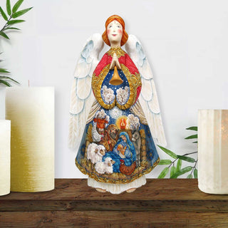 Nativity Angel Devotion Hand-Painted WOODCARVED Masterpiece by G. DeBrekht - Nativity Holiday Decor - 251145 *** PRE-ORDER - Handmade Just for You! ***
