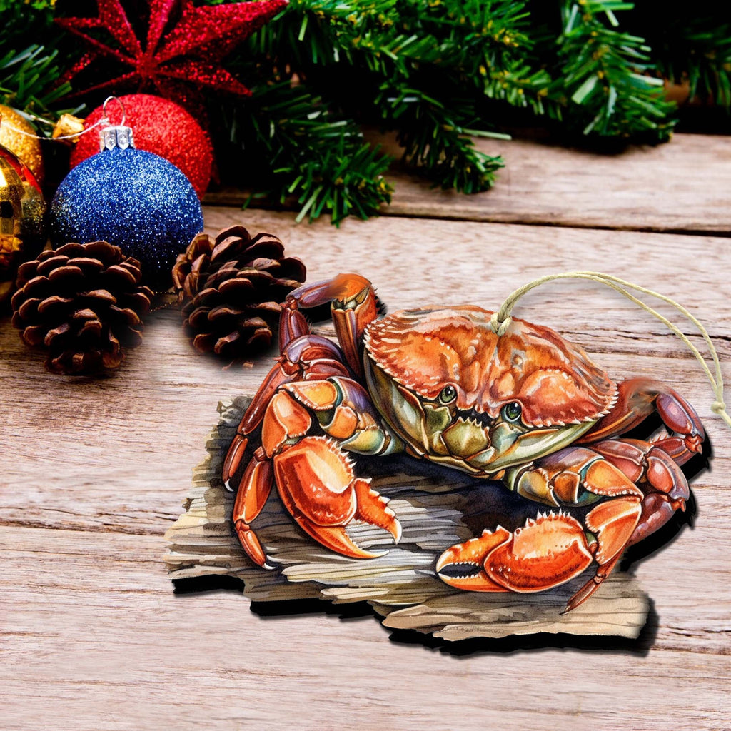 Alaskan Charming Crab Wooden Ornaments by G.Debrekht - Wildlife Holiday Decor - 8710121-2