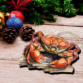 Alaskan Charming Crab Wooden Ornaments by G.Debrekht - Wildlife Holiday Decor - 8710121-2
