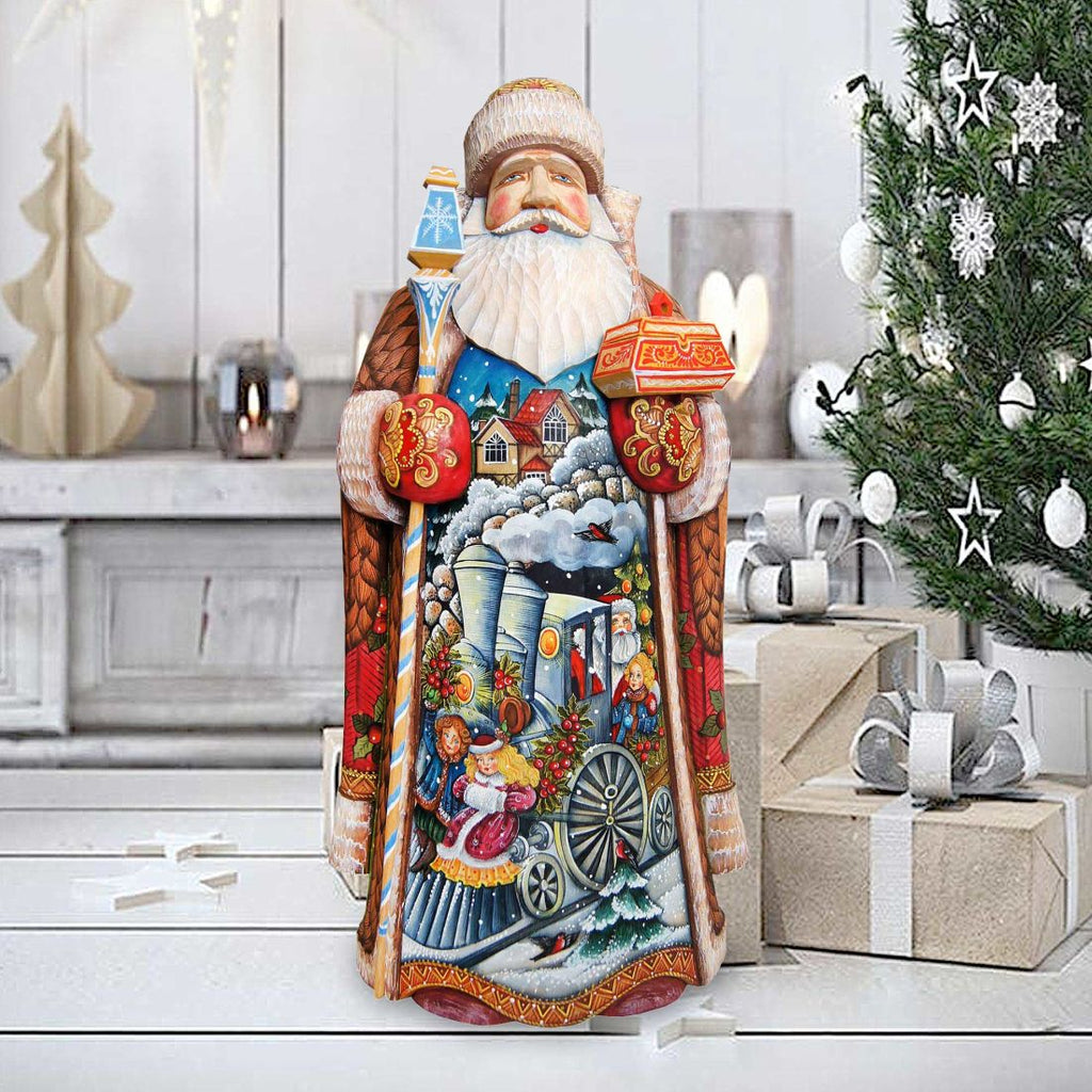 Train Ride Santa Hand-Painted WOODCARVED Masterpiece by G. DeBrekht - Christmas Decor - 215632