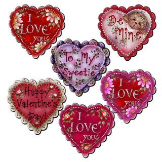 Hearts of Love Clip-On Eco Wood Decorative Ornaments Set of 6 - Family Love Decor - 8090128C-S6