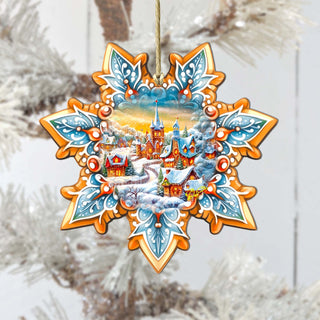 Christmas Night Snowflake Large Wooden Ornament by G. Debrekht - Christmas Decor - 8688416M