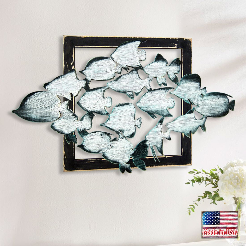 Aquatic Fish Rustic Wooden Wall Decor by G. DeBrekht - Coastal Sea-Life Decor - G98537SX