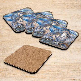 Mustangs Dream Catcher Wooden Cork Coasters Gift Set of 4 by J. Bergsma - Wildlife Decor - 8199469C-S4