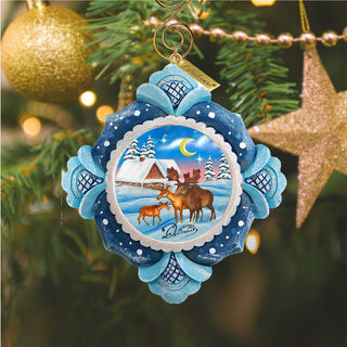 Moose Family Sculpted Hand-Painted Christmas Ornament by G. DeBrekht - Wildlife Holiday Decor - 6102419