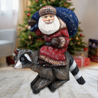 Raccoon Santa Hand-Painted WOODCARVED Masterpiece by G. DeBrekht - Wildlife Holiday Decor - 820025 *** PRE-ORDER - Handmade Just for You! ***