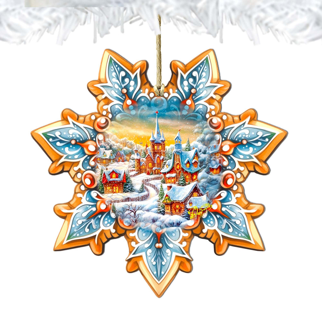 Christmas Night Snowflake Wooden Ornaments by G. Debrekht - Christmas Decor - 8688416