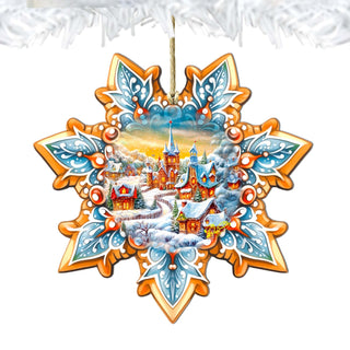 Christmas Night Snowflake Wooden Ornaments by G. Debrekht - Christmas Decor - 8688416