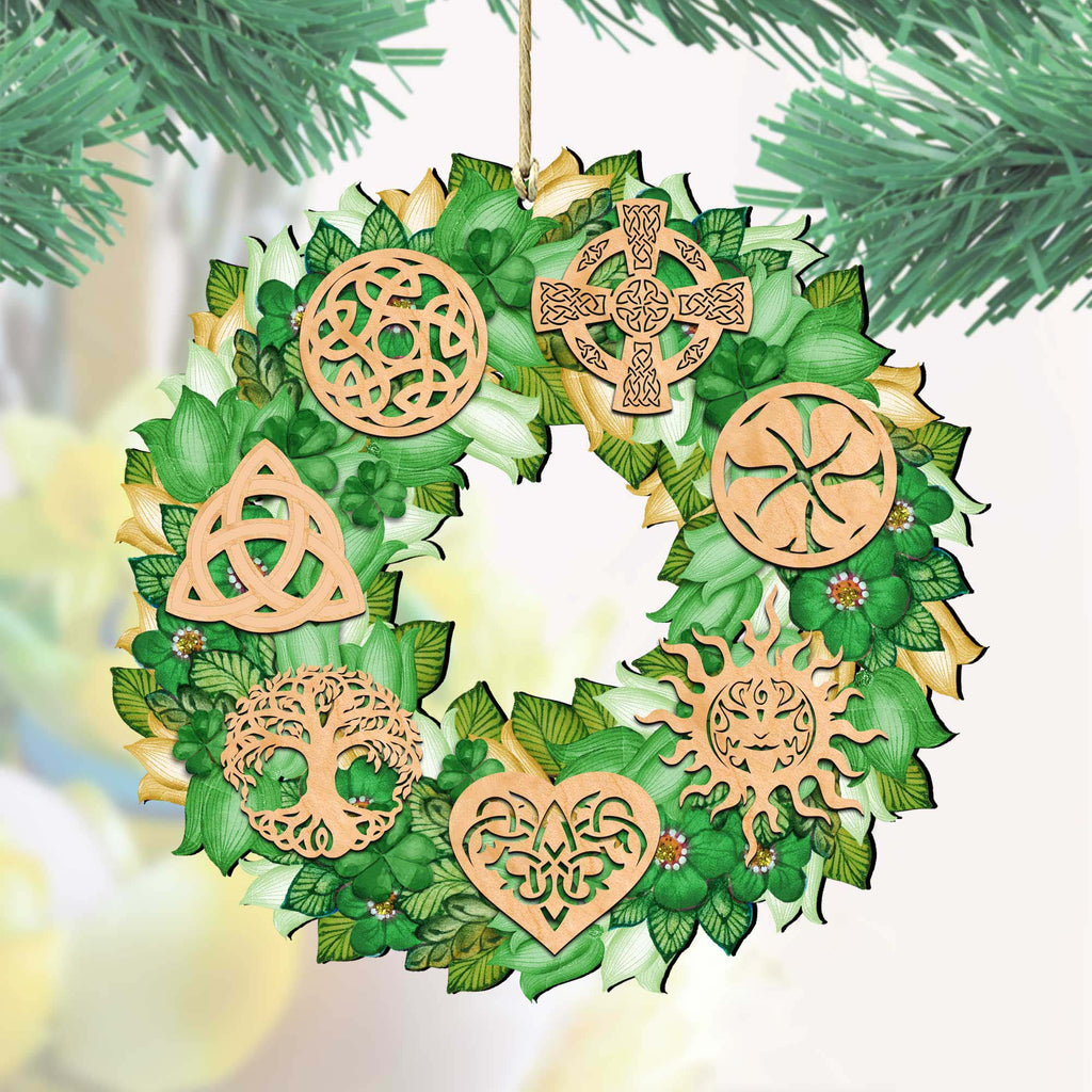 Irish Celtic Wreath Wooden Ornaments by G. DeBrekht - Celtic Decor - 8185319