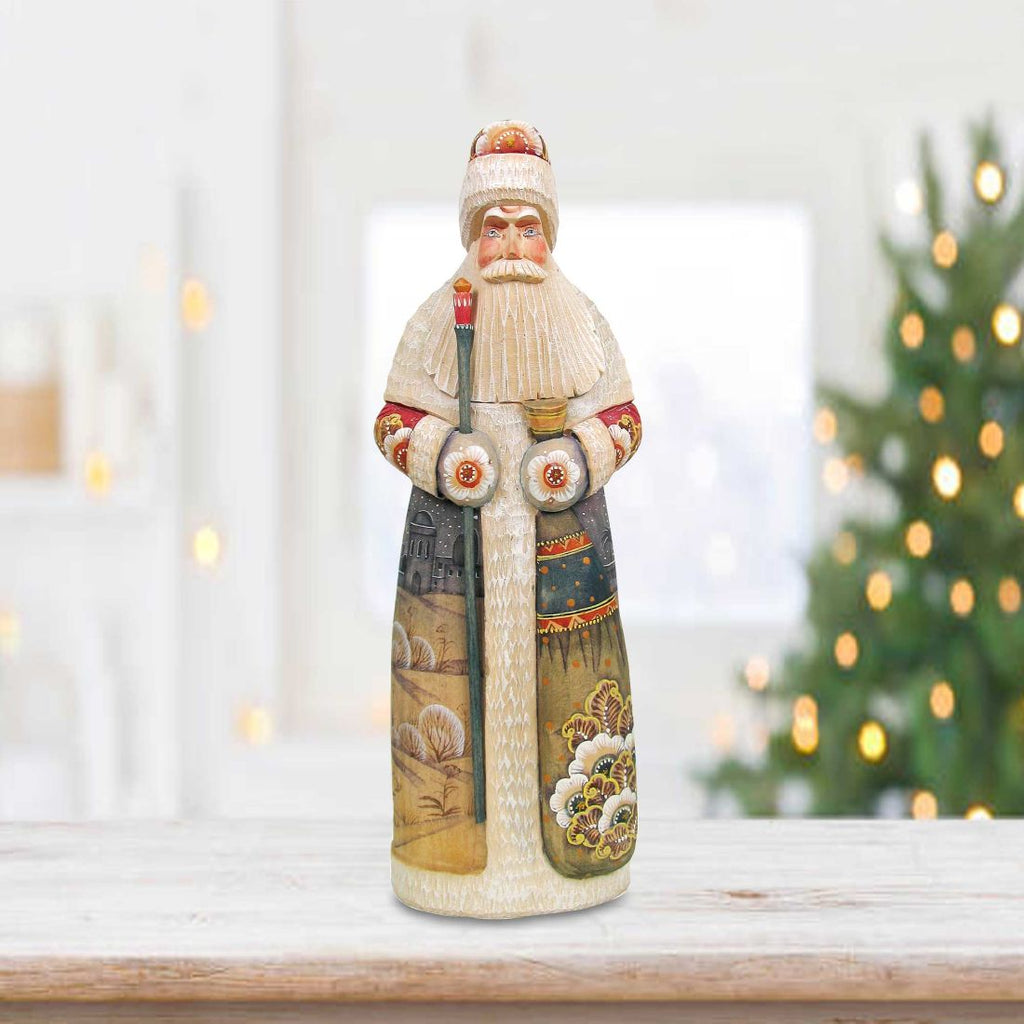 A Child Is Born Devotional Santa Hand-Painted Wood-Carved Masterpiece by G. Debrekht - Nativity Holiday Decor - 213012