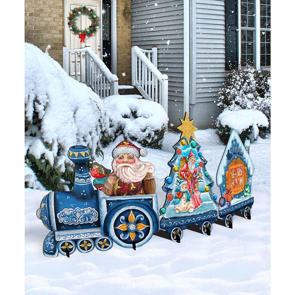 Santa Holiday Express Christmas Outdoor Decor by G. DeBrekht - Christmas Santa Snowman Decor - 8129211F-S3