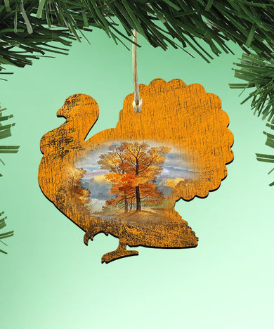 Scenic Turkey Thanksgiving Wooden Ornament Wildlife Decor Tree Ornament by Nature Wonders 8198154