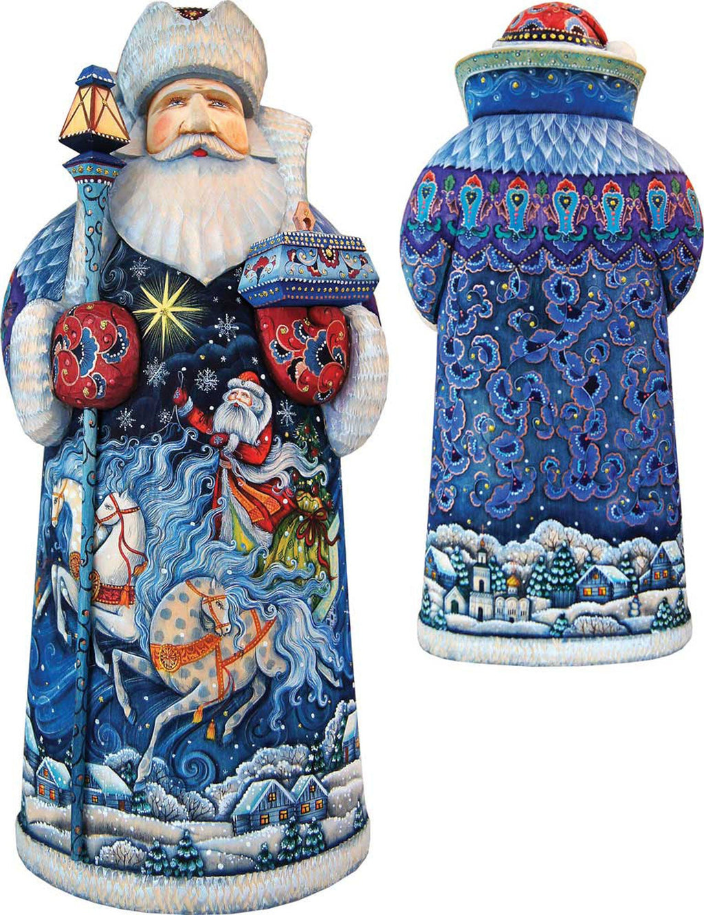 Sleigh Ride Santa Hand-Painted WOODCARVED Masterpiece by G. DeBrekht - Christmas Decor - 215829 *** PRE-ORDER - Handmade Just for You! ***