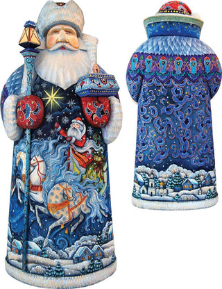 Sleigh Ride Santa Hand-Painted WOODCARVED Masterpiece by G. DeBrekht - Christmas Decor - 215829 *** PRE-ORDER - Handmade Just for You! ***