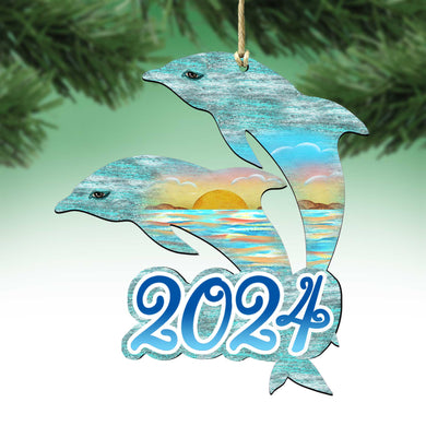 Coastal Holiday Decor - 2024 Dated Coastal Celebration Wooden Ornaments by G. Debrekht - 8198519-D24