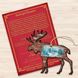 Woodsy Moose Christmas Wooden Ornaments by G. DeBrekht - Wildlife Holiday Decor - 8198222