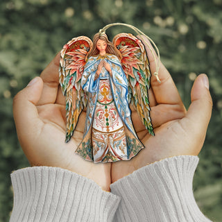 Elegant Angel of Hope Wooden Ornaments by G. DeBrekht Nativity Holiday Decor - 8611073