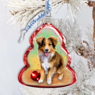 Christmas Ornaments - Playful Dog Keepsake Glass Ornaments by G. Debrekht - Christmas Decor - 777403