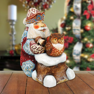 Surprise Box Winter Owl Santa Handcrafted Christmas Figurine - G. DeBrekht - - 519152