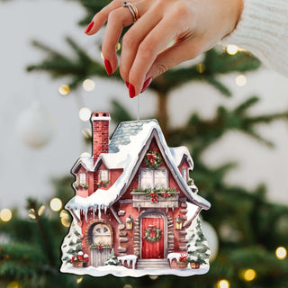 Christmas Houses Decorative Eco Wood Ornaments Set of 3 by G. Debrekht - Christmas Decor - 8091024-S3