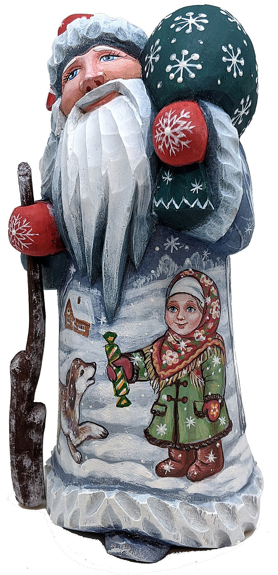 Dog Play Santa Hand-Painted WOODCARVED Masterpiece by G. DeBrekht - Christmas Decor - 8215109
