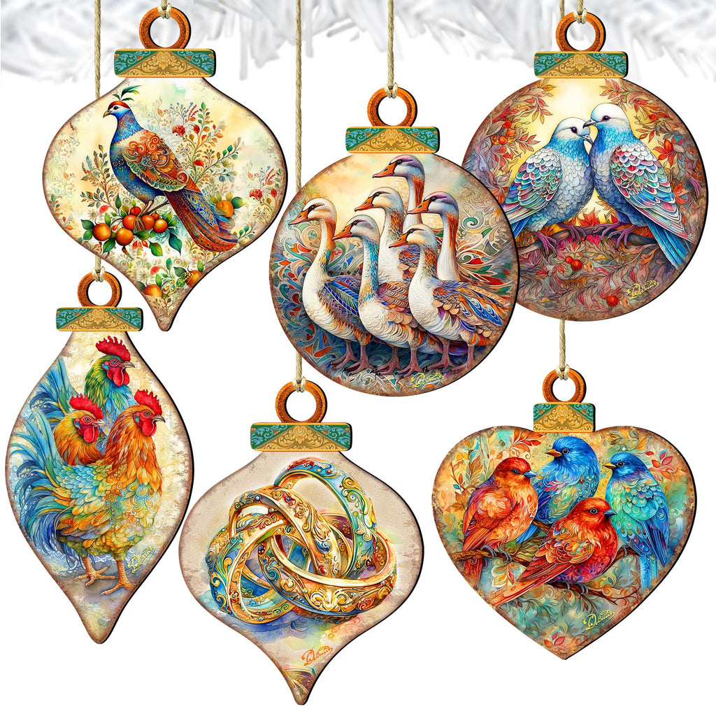 Twelve Days of Christmas Eco Wood Ornaments Set of 12 by G. DeBrekht - Christmas Decor 12 Days of Christmas - 8610102-S12